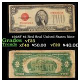 1928F $2 Red Seal United States Note Grades vf+