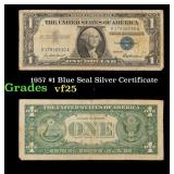 1957 $1 Blue Seal Silver Certificate Grades vf+
