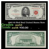 1963 $5 Red Seal United States Note Grades Select