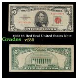 1963 $5 Red Seal United States Note Grades vf++