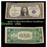 1935C $1 Blue Seal Silver Certificate Grades vf++