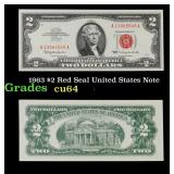 1963 $2 Red Seal United States Note Grades Choice