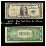 1935F $1 Blue Seal Silver Certificate Grades vf++
