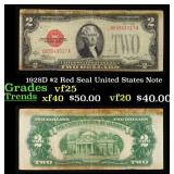 1928D $2 Red Seal United States Note Grades vf+