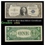 1935F $1 Blue Seal Silver Certificate Grades vf++