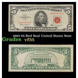 1963 $5 Red Seal United States Note Grades vf++