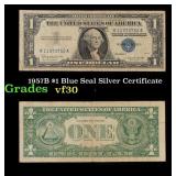 1957B $1 Blue Seal Silver Certificate Grades vf++