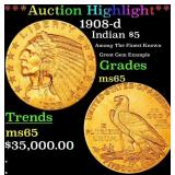 *Highlight* 1908-d Gold Indian Half Eagle $5 GEM U