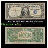 1957 $1 Blue Seal Silver Certificate Grades vf+