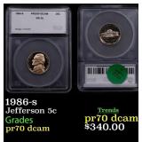 1986-s Proof Jefferson Nickel 5c pr70 dcam SEGS