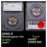 1986-d Washington Quarter 25c ms67 SEGS