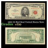 1963 $5 Red Seal United States Note Grades vf++