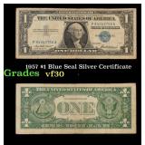 1957 $1 Blue Seal Silver Certificate Grades vf++