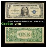 1935E $1 Blue Seal Silver Certificate Grades vf++