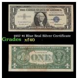 1957 $1 Blue Seal Silver Certificate Grades xf