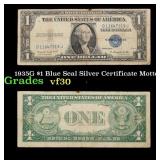 1935G No Motto $1 Blue Seal Silver Certificate Gra