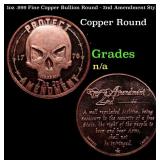 1oz .999 Fine Copper Bullion Round - 2nd Amendment