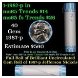 BU Shotgun Jefferson 5c roll, 1987-p 40 pcs Bank $