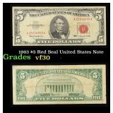1963 $5 Red Seal United States Note Grades vf++