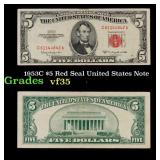 1953C $5 Red Seal United States Note Grades vf++