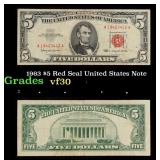 1963 $5 Red Seal United States Note Grades vf++