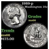 1989-p Washington Quarter 25c Grades GEM+ Unc