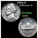 1964-d Jefferson Nickel 5c Grades GEM+ Unc