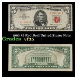 1963 $5 Red Seal United States Note Grades vf++