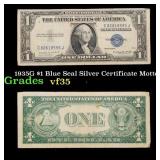 1935G No Motto $1 Blue Seal Silver Certificate Gra