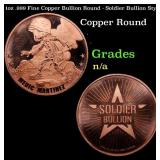 1oz .999 Fine Copper Bullion Round - Soldier Bulli