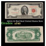 1953A $2 Red Seal United States Note Grades xf