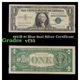 1957B $1 Blue Seal Silver Certificate Grades vf++