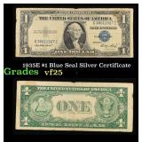 1935E $1 Blue Seal Silver Certificate Grades vf+
