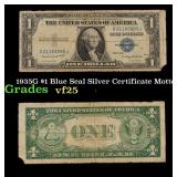 1935G $1 Blue Seal Silver Certificate Grades vf+ M