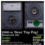 1996-w Roosevelt Dime Near Top Pop! 10c ms68+ SEGS