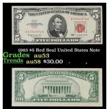 1963 $5 Red Seal United States Note Grades Select