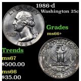 1986-d Washington Quarter 25c Grades GEM++ Unc