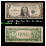 1935D $1 Blue Seal Silver Certificate Grades vf++