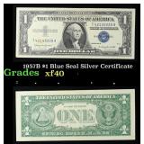 1957B $1 Blue Seal Silver Certificate Grades xf