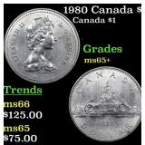1980 Canada $1 Canada Silver Dollar $1 Grades GEM+