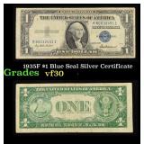 1935F $1 Blue Seal Silver Certificate Grades vf++