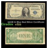 1935E $1 Blue Seal Silver Certificate Grades vf+