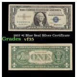 1957 $1 Blue Seal Silver Certificate Grades vf++