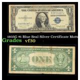 1935G No Motto $1 Blue Seal Silver Certificate Gra