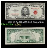 1963 $5 Red Seal United States Note Grades xf+