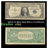 1957A $1 Blue Seal Silver Certificate Grades vf+