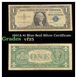 1957A $1 Blue Seal Silver Certificate Grades vf+