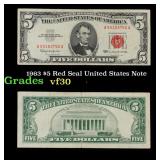 1963 $5 Red Seal United States Note Grades vf++