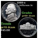 1989-s Proof Jefferson Nickel 5c Grades GEM++ Proo