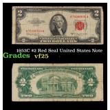 1953C $2 Red Seal United States Note Grades vf+